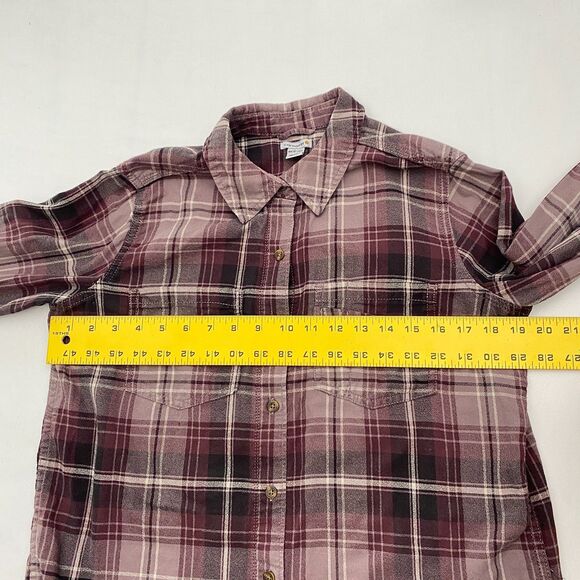 Carhartt Flannel Shirt Purple Plaid Button Up Cotton Workwear Womens Medium - Picture 5 of 9